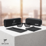 Minimal Square Matte Black Sunglasses - Image 4