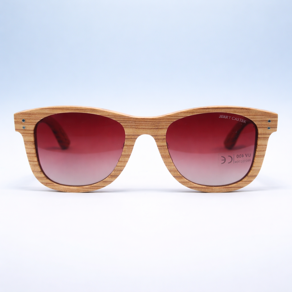 JerryCaster-W3012-4-01 Zebra Wood Premium Polarized Sunglasses - Image 1